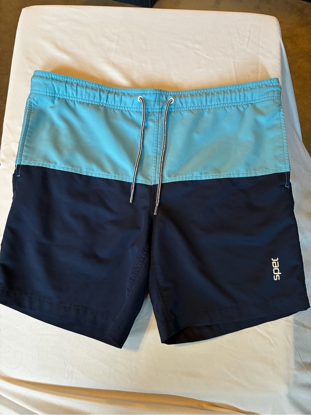 Speedo Men’s Two-Tone Aqua and Navy Swim Board Shorts